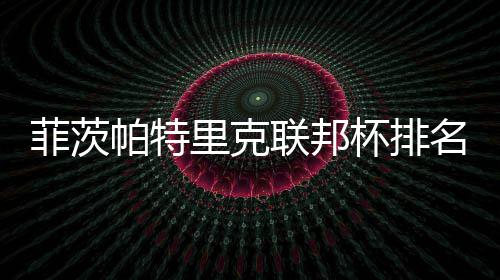 菲茨帕特里克联邦杯排名升到第一 奖金突破$1000万 克联邦上升到第一位
